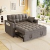 MAYEERTY Sleeper Sofa Couch Pull Out Bed Modern Velvet Convertible Small Love Seat with Pillows Sode Pockets for Small Space - 2 of 4