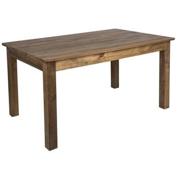 Emma and Oliver 60" x 38" Rectangular Antique Rustic Solid Pine Farm Dining Table