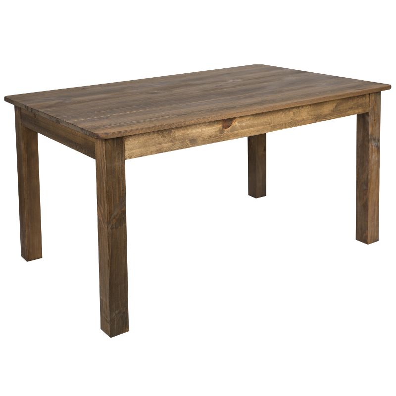 Emma and Oliver 60" x 38" Rectangular Antique Rustic Solid Pine Farm Dining Table, 1 of 15