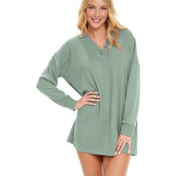Soft : Rib Night Oversized Shirt, Women\'s Waffle Shirt, Sleep Pajamas Knit Top Ribbed Sweater Target