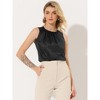 Allegra K Women's Satin Round Neck Sleeveless Work Office Pleated Blouse - 3 of 4