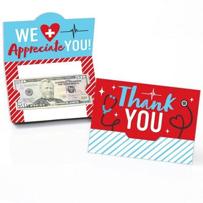 Big Dot of Happiness Thank You Nurses - Nurse Appreciation Week Money and Gift Card Holders - Set of 8