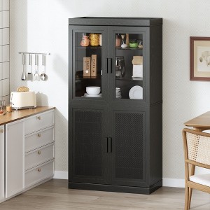 62" Modern Minimalist Wood Grain Decorative Storage Cabinet Combination Cabinet with 6-Story Shelves - 1 of 4