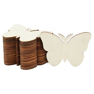 Juvale 24 Pack Unfinished Wood Butterfly Cutouts for Crafts, 2.5mm DIY Wooden Butterflies Slice Pieces, 3.7 x 2.7 Inches