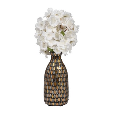 Bronze and Copper Mosaic Glass Decorative Vase, 9"