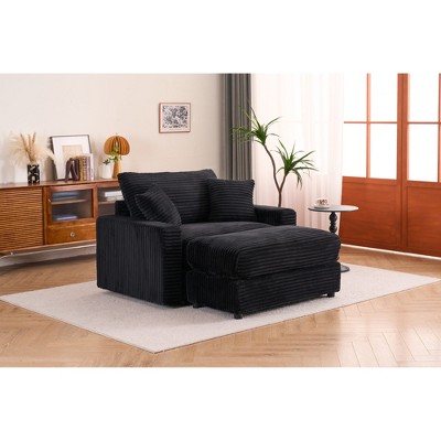Single Corduroy Sleeper Chair with Removable Ottoman and Lounge Sofa Bed for Living Room
