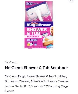 Mr. Clean Magic Eraser Shower & Tub Scrubber, Lavender Starter Kit, 1 ...