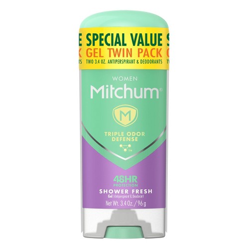 udslettelse Macadam Solskoldning Mitchum Antiperspirant Deodorant Stick For Women, Triple Odor Defense Gel,  48 Hr Protection - Shower Fresh - 3.4oz/2pk : Target