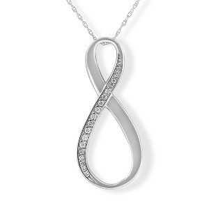 Pompeii3 3/8ct Diamond Infinity Symbol Womens Pendant & Chain 14K White Gold 1" Tall - 1 of 3