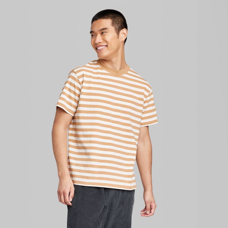 Men's Striped Short Sleeve Crewneck T-Shirt - Original Use™ Tan, 2 of 4