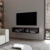 Syemin TV Stands and Consoles Sleek Wengue Floating Media Rack Two Shelves Saves Space in Modern Living Rooms, Brown, 64.57"*17.72"*3.54" - 2 of 4
