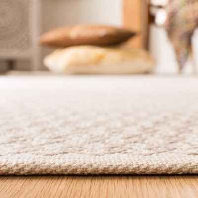 Ivory and Grey Hand Woven Cotton Square Area Rug