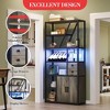 Farmhouse Bakers Rack w/Power Outlet & LED Light - Microwave Stand w/Wine Rack for Kitchen/Dining Room - 3 of 4