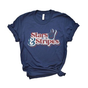 Simply Sage Market Women's Stars and Stripes Distressed Short Sleeve Graphic Tee - 1 of 4