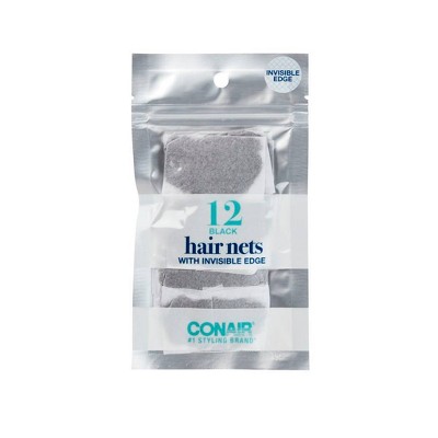 Conair Invisible Edge Ultra-Fine Mesh Hairnets - Black - 12pk