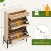 WhizMax Rattan Shoe Cabinet, 2 Flip Drawers & 1 Drawer, Adjustable Shelf, Metal Legs, Slim Shoe Rack - 2 of 4