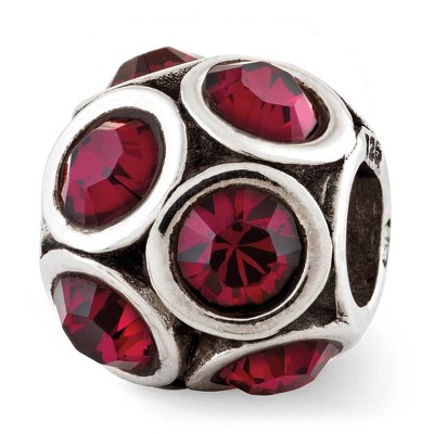 Black Bow Jewelry Sterling Silver with Crystals July Dark Pink Bubble Bead Charm