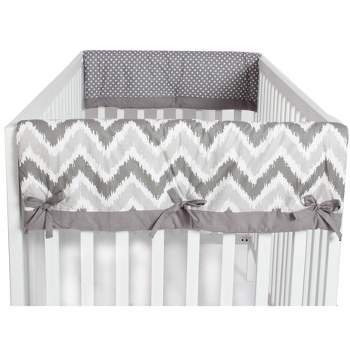 Bacati - Mix n Match Chevron/Dots Crib Rail Guard set of 2 Covers White/Gray