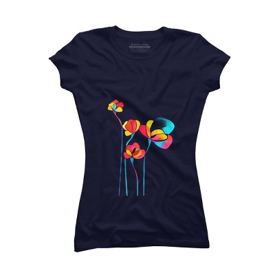 Junior's Design By Humans Abstract Flowers By jirkasvetlik T-Shirt