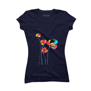 Junior's Design By Humans Abstract Flowers By jirkasvetlik T-Shirt - 1 of 3
