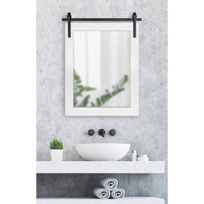Cates Coastal White Rustic 22" x 30" Wood Frame Wall Mirror