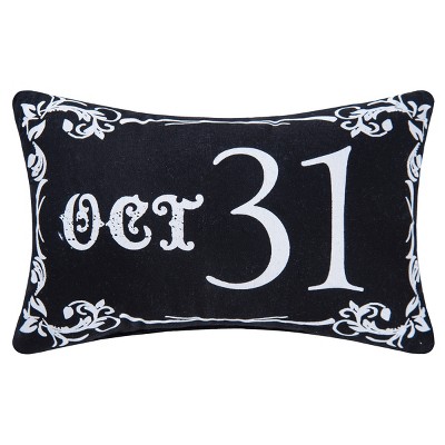 C&F Home 8" x 12" Goth Oct 31 Black Halloween Cotton Printed Petite Pillow