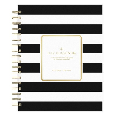 2022-23 Academic Planner Daily/Monthly Frosted 8"x10" Black Rugby Stripe - Day Designer