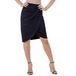 24seven Comfort Apparel Womens Elastic Waist Knee Length Tulip Pencil Skirt
