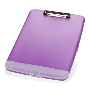 Officemate Slim Clipboard with Storage Box, Low Profile Clip & Storage Compartment, Purple