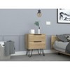 NicBex 17.71 inch Wide Nightstand with 2 Drawers, Side Table with Solid Wood Frame and Hairpin Legs,Bedside Table for Bedroom,Living Room,Black/Brown - 2 of 4