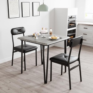 2-Person Dining Table Set, Modern Square Dining Table With 2 Upholstered Chairs - 1 of 4