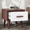Wood Nightstand with Drawer, Modern End Table Side Table,Bedroom Bedside Table with Wood Legs, Freestanding Narrow Side Table for Bedroom Living Room - 2 of 4