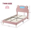 Twin Bed Frame with LED Lights and Headboard, Upholstered Platform  Bed Frame with Strong Wooden Slats, No Box Spring Needed, Easy Assembly - 2 of 4