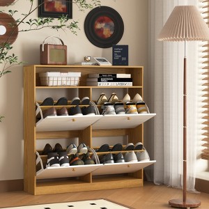 KTMBDW Shoe Storage Cabinet with 4 Flip Drawers, Shoe Rack Organizer Cabinet with wood handle, Freestanding Shoe Cabinet Storage for Entryway, Hallway - 1 of 4