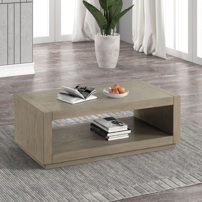 Sapphtopaz Wood Coffee Table with Open Bottom Shelf Modern Living Room Coffee Tables Simple Center Table for Living Room