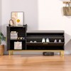 VECELO Storage Bench, 2-Tier Flip Drawers for Entryway Shoe Rack Organizer, Removable Seat Cushion - image 3 of 4