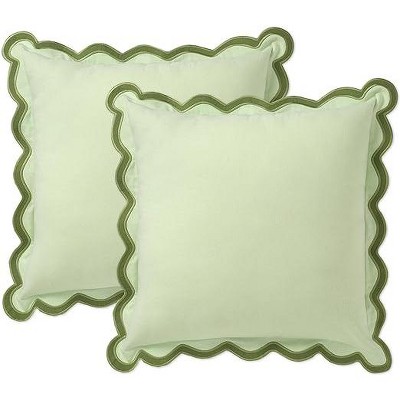 Folkulture Throw Pillow Cover Scallop Embroidery Oasis