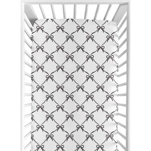 Sweet Jojo Designs Girls Baby Fitted Crib Sheet Ballerina and Ballet Bows White and Black - 1 of 4