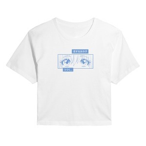 Women's - Instant Message - Manga Girl Eyes Junior's Cropped Graphic T-Shirt Cropped Graphic T-Shirt - 1 of 4