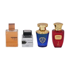 Al Haramain Travel Exclusive Gift Set for Everyone N/A 4 x 10 ml (Amber Oud Gold EDP + L'Aventure + Azlan Oud Bleu Edtn. + Rouge) - 1 of 4