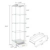 INFURNIC Decorative Bookshelf Modern Glass Display Cabinet 1-Door Storage Case with Drawer and 4 Shelves, White, 16.7"*14.4"*65.8" - 4 of 4
