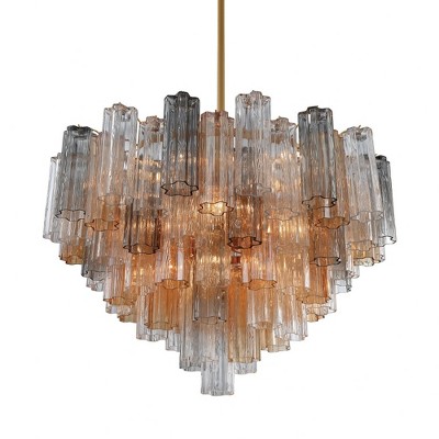 Addis Aged Brass and Tronchi Glass 16-Light Chandelier