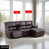 AndMakers 98 in. W Curved Arm 2-piece L Shaped Faux Leather Transitional Sectional Sofa in Brown with Storage - 2 of 4