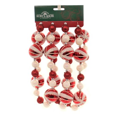 Kurt Adler Red White and Green Candy Bead Garland 8 Feet