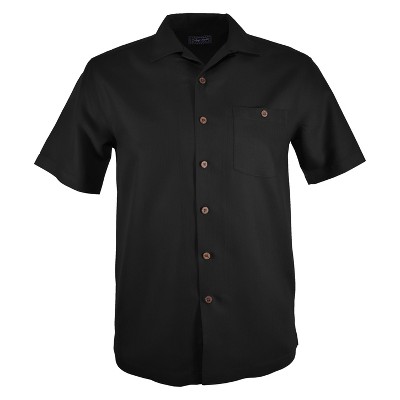 mens short sleeve black button down shirt