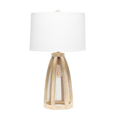 Wood Arch Farmhouse Table Lamp with Fabric Shade Natural - Lalia Home