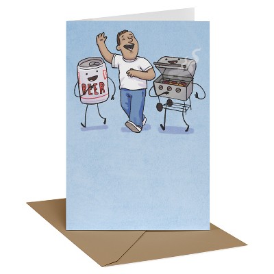 Recycled Paper Greetings Father's Day Card Beer Man Grill