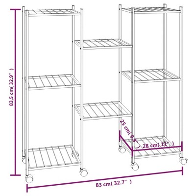 Black Powder-Coated Iron 32.7" Multi-Tier Plant Stand with Wheels
