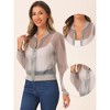Allegra K Women's Zip Up See-Through Lightweight Long Sleeve Mesh Bomber Jacket - 2 of 4