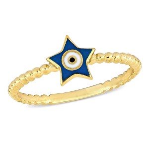 EVERLY JEWELRY | 14K Yellow Gold Turquoise and White  Star Shape Evil Eye Ring - 1 of 4